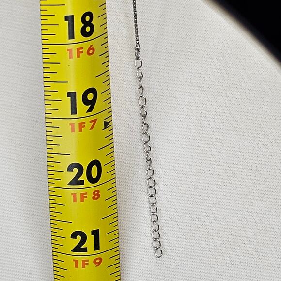 Sunflower Heart Necklace Silvertone Goldtone Clear Rhinestones Appx 21 inches - Picture 6 of 7